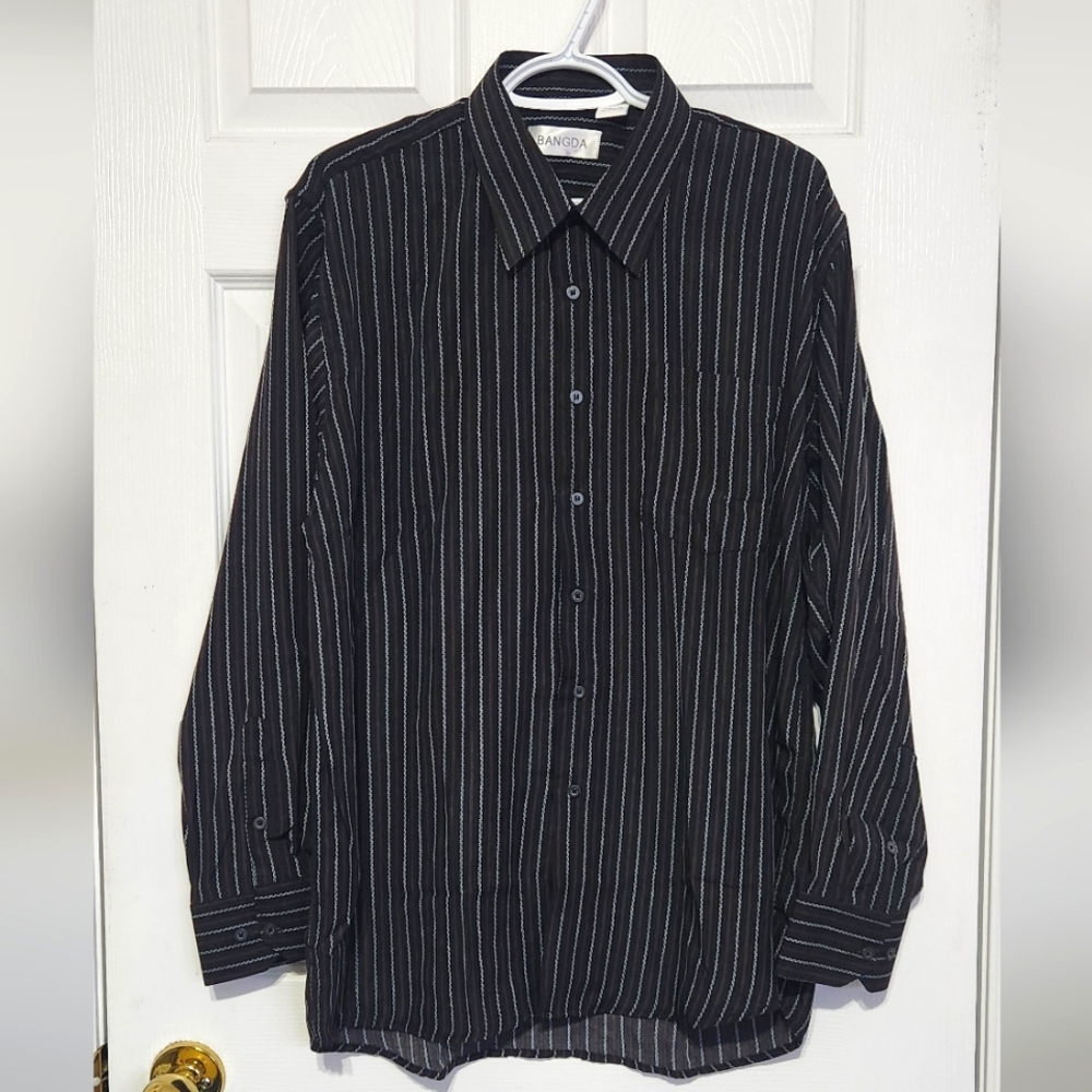 Black Striped Button-Up Shirt
